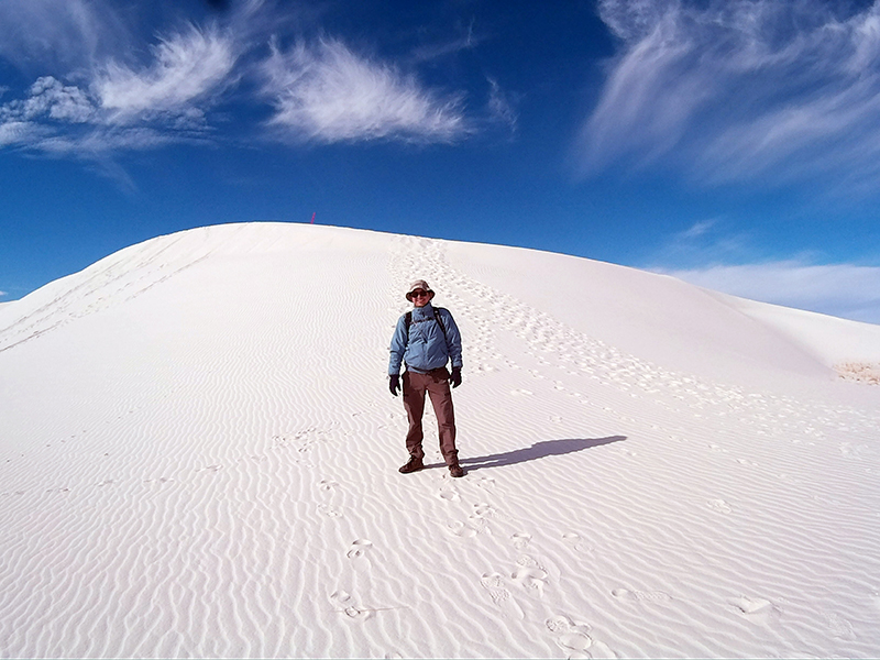 Hector on the dunes in White Sands National Monument